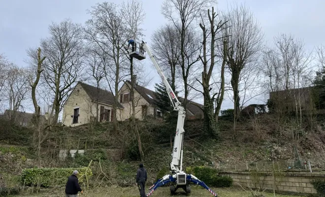 Élagage d'arbre avec une nacelle à Rouvroy par Avenir Vert, Saint-Quentin, Avenir Vert